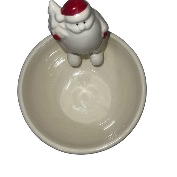 Mud Pie Ceramic Candy Dish 3D Santa Sits Ho Ho Ho Christmas Trinket Bowl Holiday - Picture 6 of 9